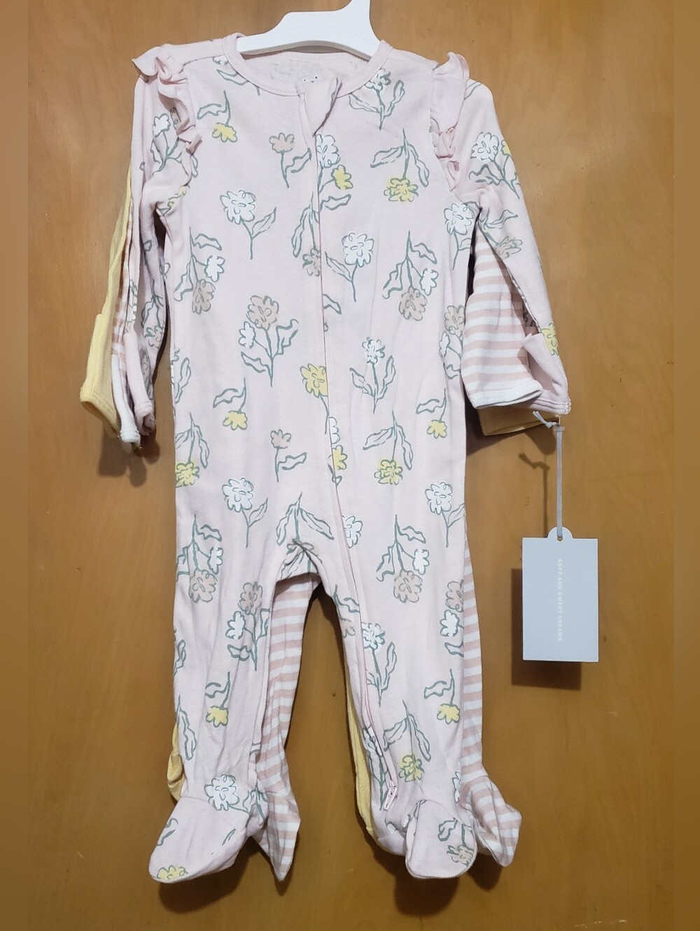 cloud island 3 Pack Long Sleeve Footed One Pieces
